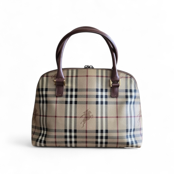Burberry Beige and Brown Checkered Satchel - Picture 2 of 6